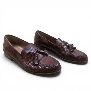 MAGNANNI Woven Tassel Loafers Men's 8.5 M Spain Brown Luxury Leather Dress Shoes